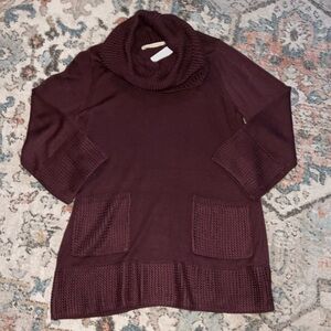 Soft Surroundings Deep Plum Cowl Neck Sweater NWT
